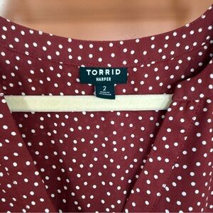 Torrid Maroon and White Polka Dot Blouse